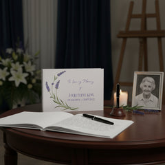 Personalised Memory Funeral Book Remembrance Guest Book With Lavender Hard Cover 80 Pages Guest Book ukgiftstoreonline