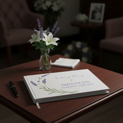 Personalised Memory Funeral Book Remembrance Guest Book With Lavender Hard Cover 80 Pages Guest Book ukgiftstoreonline