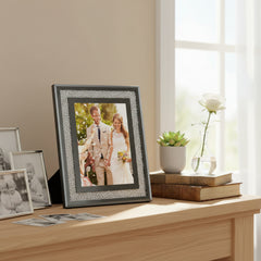 Crushed Crystals Photo Frame Silver Mirrored Crushed Jewel Crystal Diamante Picture Frame 5x7 Inch