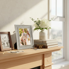 Crushed Crystals Photo Frame Silver Mirrored Crushed Jewel Crystal Diamante Picture Frame 5x7 Inch