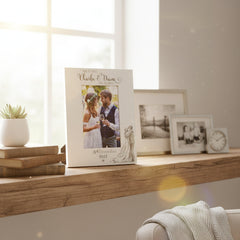 Personalised Wedding Day Wooden Photo Frame Gift With Sketch Couple Photo Frame ukgiftstoreonline