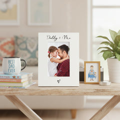 White Portrait Picture Photo Frame Daddy and Me With Love Heart
