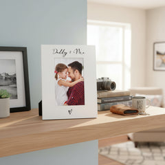 White Portrait Picture Photo Frame Daddy and Me With Love Heart