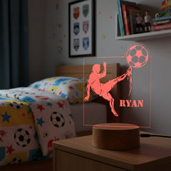 Personalised Footballer Design Gift Lamp Night Light Kids Bedroom Personalised Lights ukgiftstoreonline