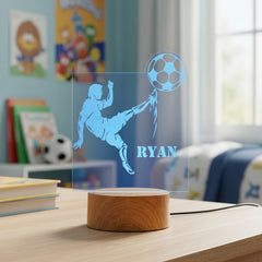 Personalised Footballer Design Gift Lamp Night Light Kids Bedroom Personalised Lights ukgiftstoreonline