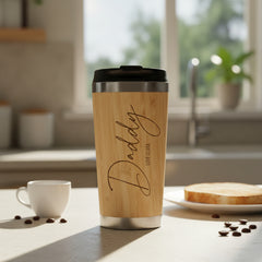 Personalised Engraved Bamboo Insulated Daddy Travel Mug Gift