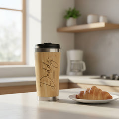 Personalised Engraved Bamboo Insulated Daddy Travel Mug Gift