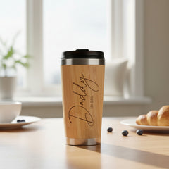 Personalised Engraved Bamboo Insulated Daddy Travel Mug Gift