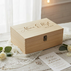 Wooden Personalised Keepsake Memory Box Box Wedding Anniversary Keepsake Wedding Memory box Raised Words