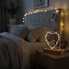 Any Name and Heart Personalised Night Light LED Lamp Gift Personalised Lights ukgiftstoreonline