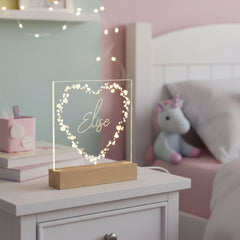 Any Name and Heart Personalised Night Light LED Lamp Gift Personalised Lights ukgiftstoreonline