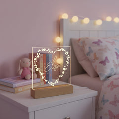 Any Name and Heart Personalised Night Light LED Lamp Gift Personalised Lights ukgiftstoreonline