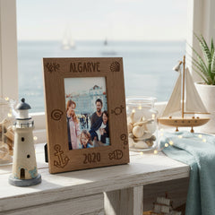Personalised Beach Themed Holiday Engraved Portrait Wooden Photo Frame Gift Photo Frame ukgiftstoreonline