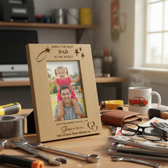 Personalised Simply The Best Dad Engraved Wooden Photo Frame Gift Photo Frame ukgiftstoreonline