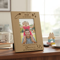 Personalised Simply The Best Dad Engraved Wooden Photo Frame Gift Photo Frame ukgiftstoreonline