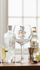 Personalised Any Age Birthday Cocktail Gin Glass Gift With Balloons