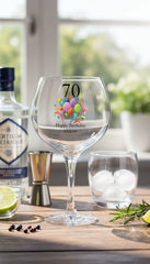 Personalised Any Age Birthday Cocktail Gin Glass Gift With Balloons