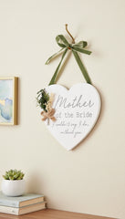 Personalised Mother Of The Bride Gift Hanging Wooden Heart wedding horseshoe ukgiftstoreonline