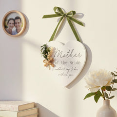 Personalised Mother Of The Bride Gift Hanging Wooden Heart wedding horseshoe ukgiftstoreonline