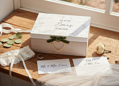 Personalised Rustic Wooden Wedding Keepsake Memory Box With Velvet Bow Personalised Box ukgiftstoreonline