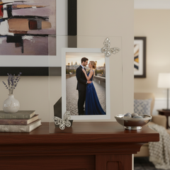 Beautiful Glass Photo Frame 4" x 6" With Jeweled Butterflies For Wedding Engagement or Anniversaries photo frame ukgiftstoreonline