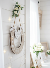 Wedding 'Mr & Mrs' 'Just Married' Wooden Horseshoe with Hearts wedding horseshoe ukgiftstoreonline