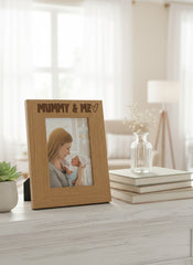 Oak Picture Photo Frame Mummy & Me Heart Gift Portrait Photo Frame ukgiftstoreonline