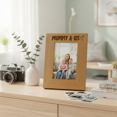 Engraved Wood Picture Photo Frame Mummy & Us Heart Gift Portrait Photo Frame ukgiftstoreonline