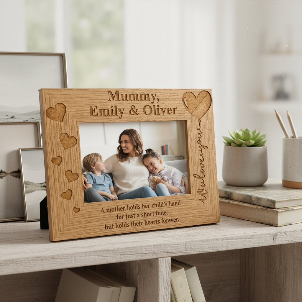 Personalised We Love You Mummy Photo Frame Engraved Oak wood finish Photo Frame ukgiftstoreonline 8 x 10 Inch