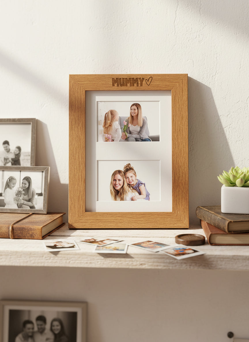 Large A4 Mummy Photo Picture Frame Engraved Wood For Two 6x4 Inch Photos Landscape Photo Frame ukgiftstoreonline