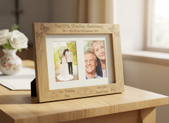 Personalised Our 50th Anniversary Engraved Double Wooden Photo Frame Gift Anniversary Photo Frame ukgiftstoreonline