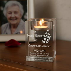 Personalised Memorial Tea Light Holder Engraved Crystal Glass Remembrance Gift Loving Memory Remembrance ukgiftstoreonline