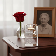 Personalised Memorial Tea Light Holder Engraved Crystal Glass Remembrance Gift Loving Memory Remembrance ukgiftstoreonline