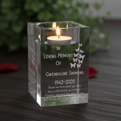 Personalised Memorial Tea Light Holder Engraved Crystal Glass Remembrance Gift Loving Memory Remembrance ukgiftstoreonline