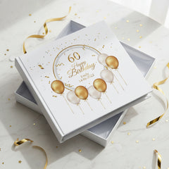 Personalised 60th Birthday Photo Album Gift With Gold Balloons Birthday Photo Album ukgiftstoreonline