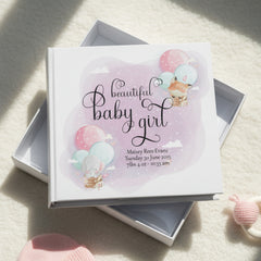 Personalised Cute Baby Girl Photo Album For 6x4 Photos and A Air Balloon Theme Baby Photo Album ukgiftstoreonline