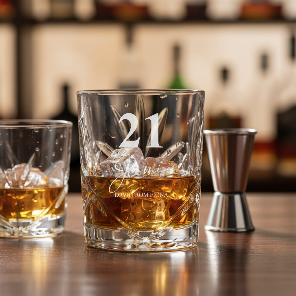Engraved Personalised 21st Birthday Crystal Cut Whiskey Glass Personalised Whiskey Glass ukgiftstoreonline