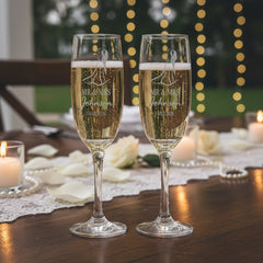 Personalised Engraved Wedding Champagne Glasses Set With Engraved Couple Personalised Champagne Glasses ukgiftstoreonline