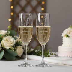 Personalised Engraved Wedding Champagne Glasses Set With Engraved Couple Personalised Champagne Glasses ukgiftstoreonline