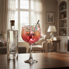 Personalised 60th Birthday Cocktail Gin Glass Gift For Her With Flowers and Butterflies Personalised Gin Glasses ukgiftstoreonline