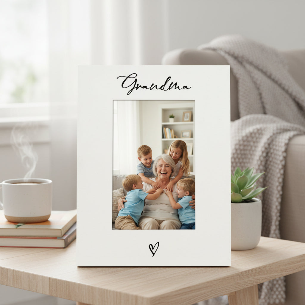 Grandma Photo Frame With Heart White Wood For That Special Gift