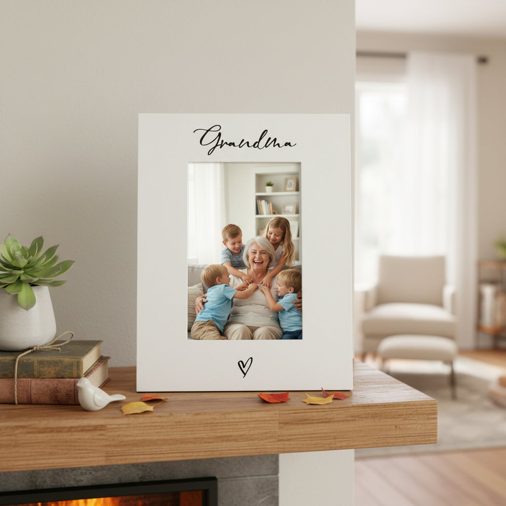 Grandma Photo Frame With Heart White Wood For That Special Gift
