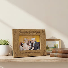 Personalised Grandfather Of The Bride Engraved Wooden Photo Frame Wedding Gift Grandfather Photo Frame ukgiftstoreonline