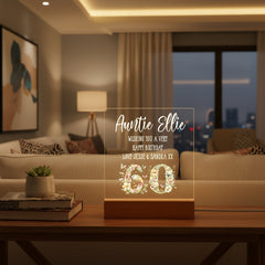 Personalised 60th birthday Gift For Her LED Light With Flowers and Butterflies Personalised Heart Gifts ukgiftstoreonline