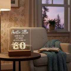 Personalised 60th birthday Gift For Her LED Light With Flowers and Butterflies Personalised Heart Gifts ukgiftstoreonline
