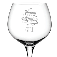 Personalised Engraved Birthday Gin Cocktail Glass with Stars