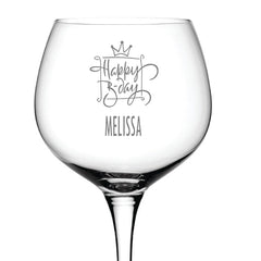 Personalised Engraved Birthday Gin Cocktail Glass with Present