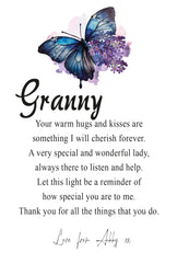 Personalised Granny Gift Beautiful Night Lamp With Wood Base and Sentiment