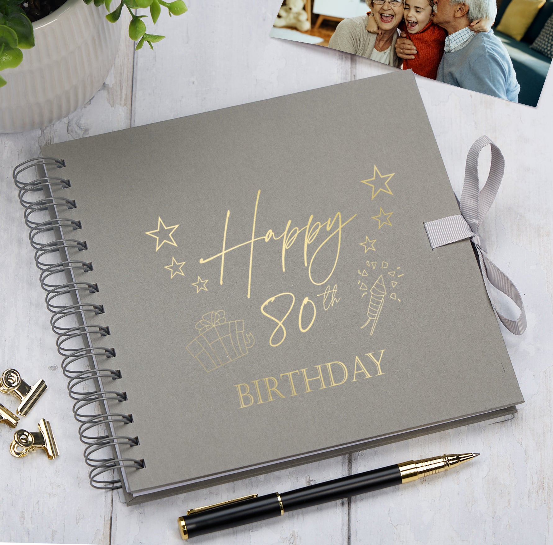 80th Birthday Memory Scrapbook Album With Present Design Various Colours Available