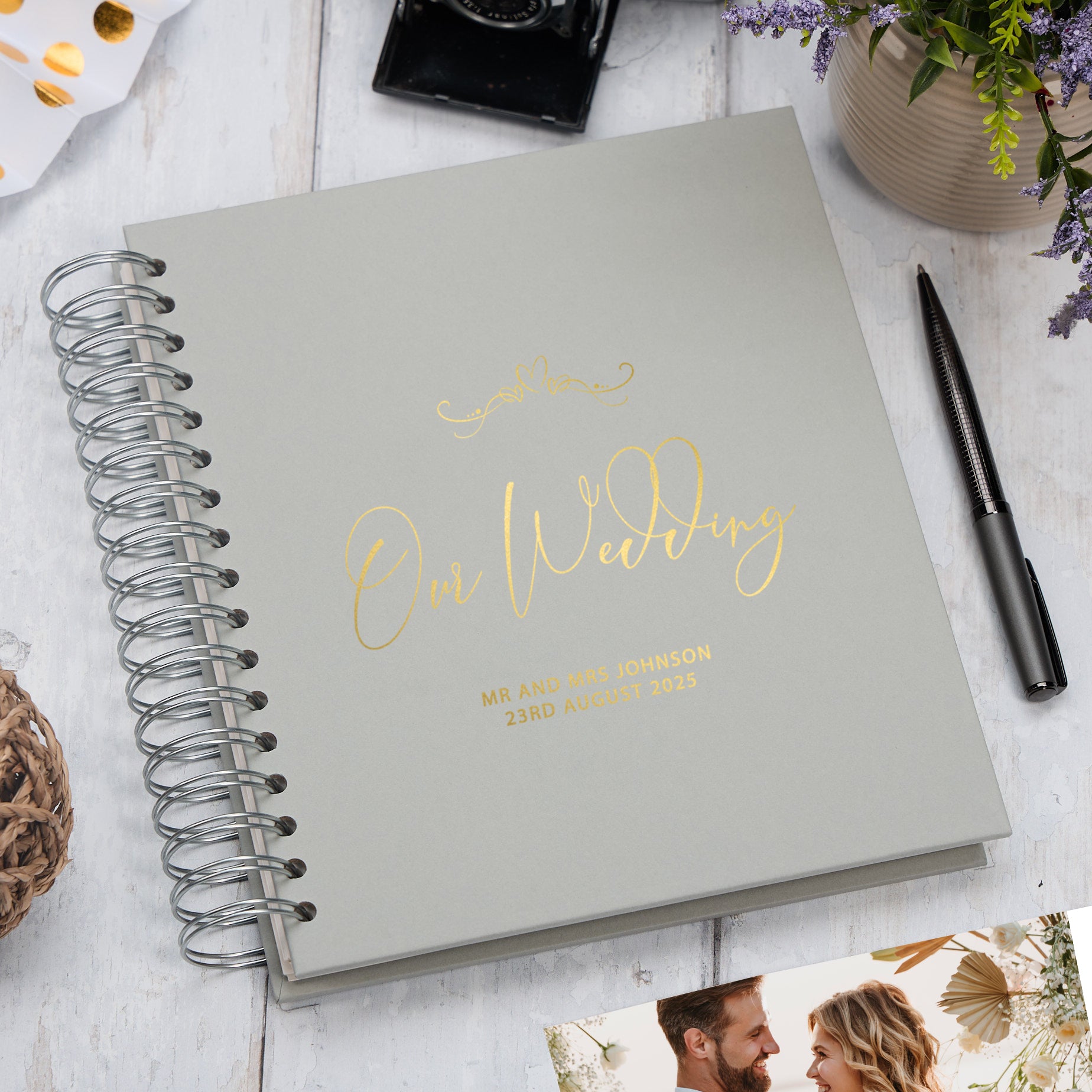 Personalised Large Wedding Photo Album With Heart, Multiple Colour Choice